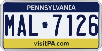 PA license plate MAL7126