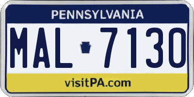 PA license plate MAL7130