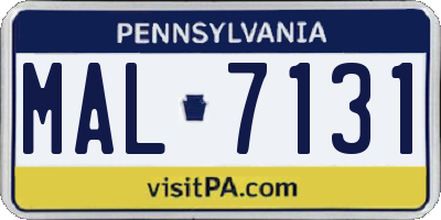 PA license plate MAL7131
