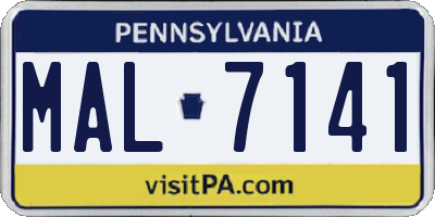PA license plate MAL7141