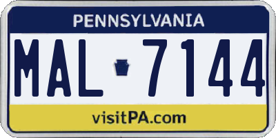 PA license plate MAL7144