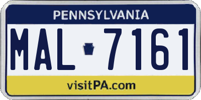 PA license plate MAL7161