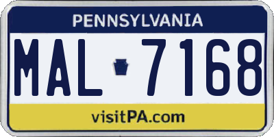 PA license plate MAL7168
