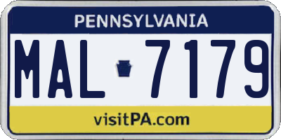 PA license plate MAL7179
