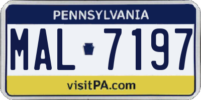PA license plate MAL7197