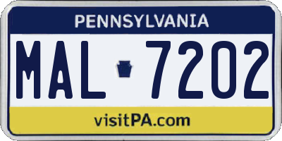 PA license plate MAL7202