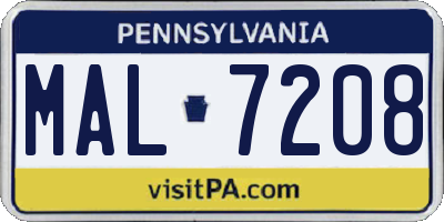 PA license plate MAL7208