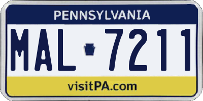 PA license plate MAL7211