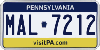 PA license plate MAL7212