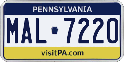 PA license plate MAL7220