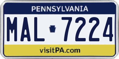 PA license plate MAL7224