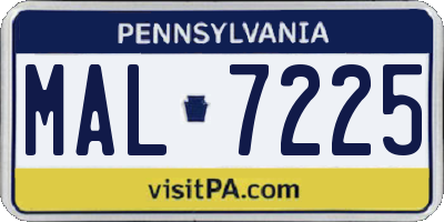 PA license plate MAL7225