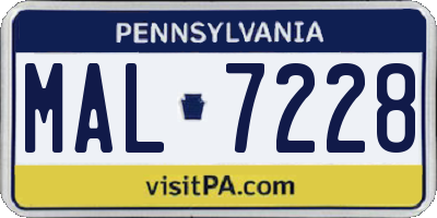 PA license plate MAL7228