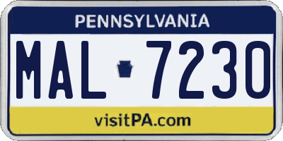 PA license plate MAL7230
