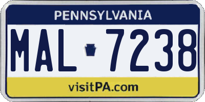 PA license plate MAL7238