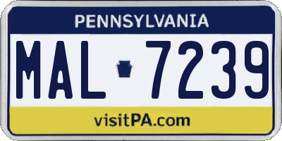 PA license plate MAL7239