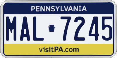 PA license plate MAL7245