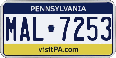 PA license plate MAL7253