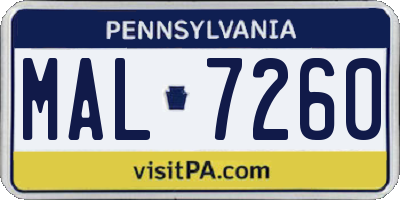 PA license plate MAL7260