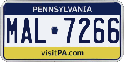 PA license plate MAL7266