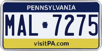 PA license plate MAL7275