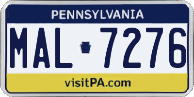 PA license plate MAL7276