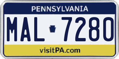 PA license plate MAL7280