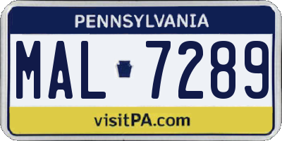 PA license plate MAL7289