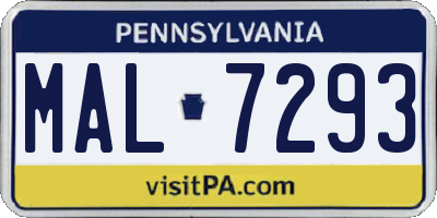 PA license plate MAL7293