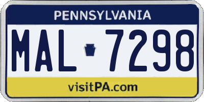 PA license plate MAL7298