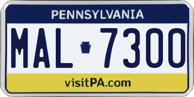 PA license plate MAL7300