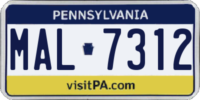 PA license plate MAL7312
