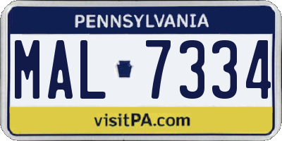 PA license plate MAL7334