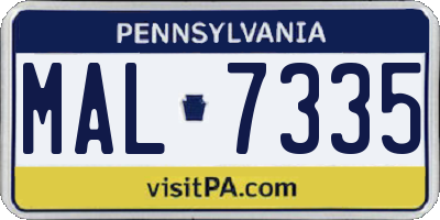 PA license plate MAL7335