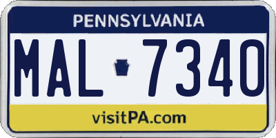 PA license plate MAL7340