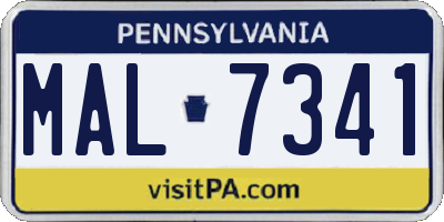 PA license plate MAL7341