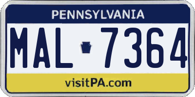 PA license plate MAL7364