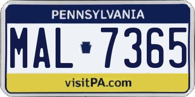 PA license plate MAL7365