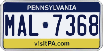 PA license plate MAL7368