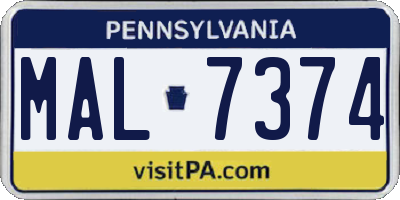 PA license plate MAL7374
