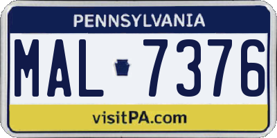 PA license plate MAL7376