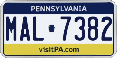 PA license plate MAL7382