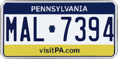 PA license plate MAL7394