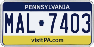 PA license plate MAL7403