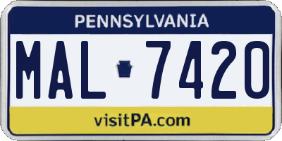 PA license plate MAL7420