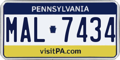 PA license plate MAL7434