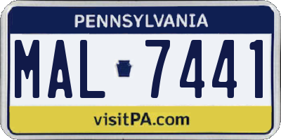 PA license plate MAL7441