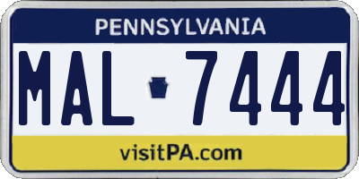 PA license plate MAL7444