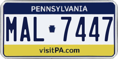 PA license plate MAL7447