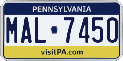 PA license plate MAL7450